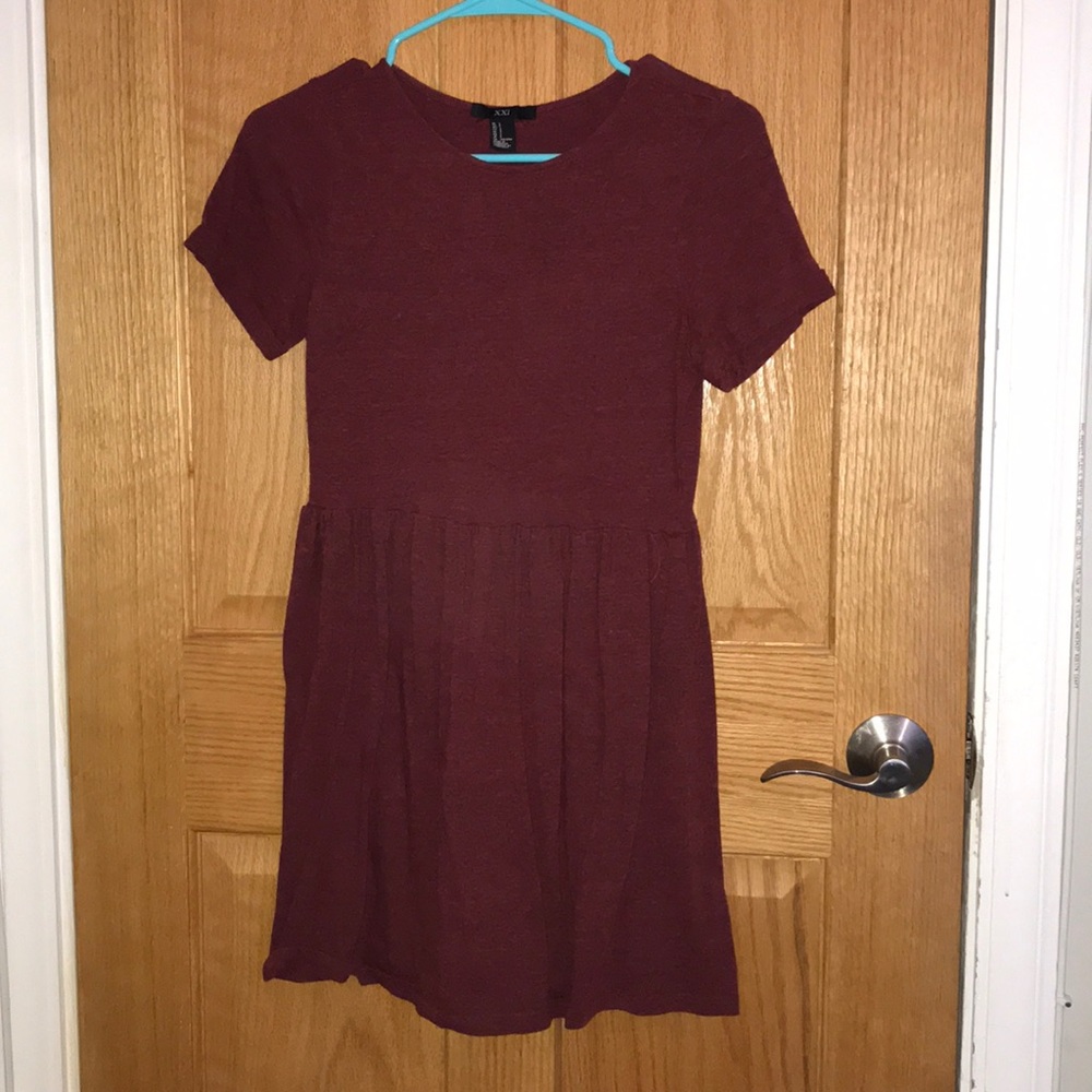 maroon crew neck dress - forever 21